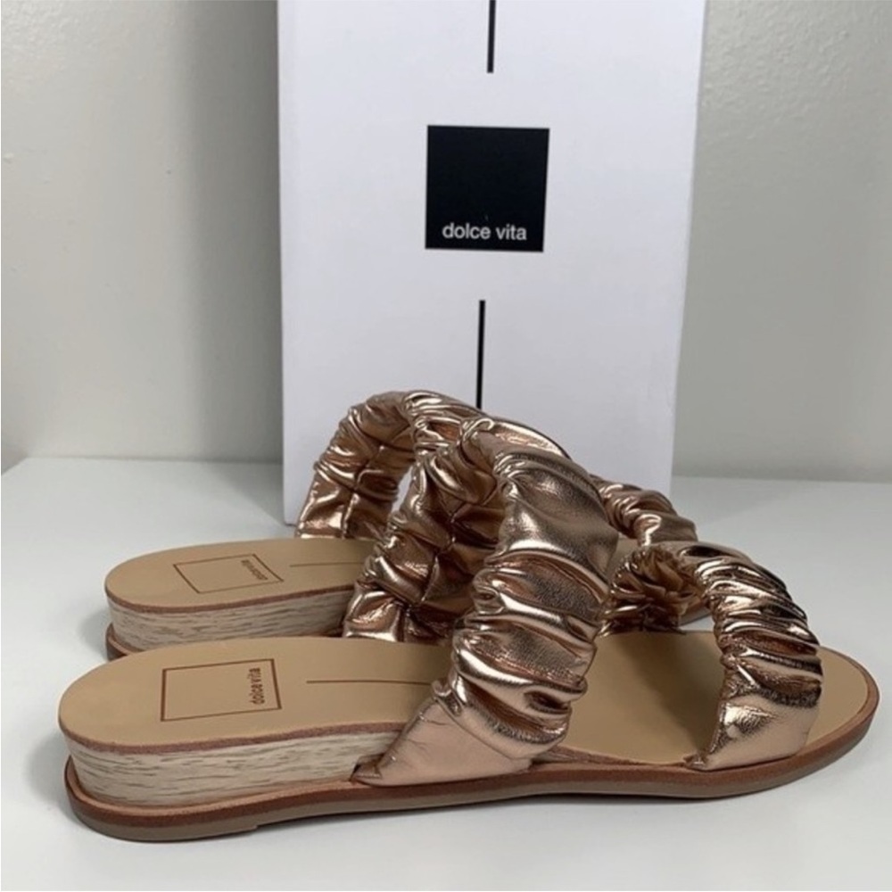 Dolce Vita Rose Gold Ruched Sandals